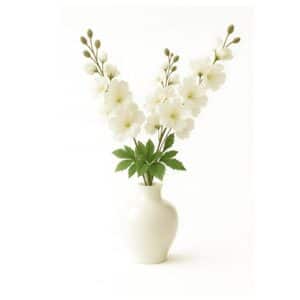 Florero con flores cerámico blanco