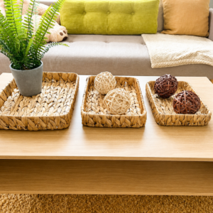 Set 3 bandejas rectangulares de fibra natural yute