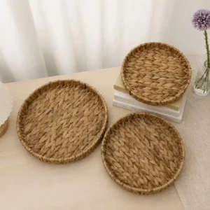 Set 3 bandejas circular de fibra natural yute